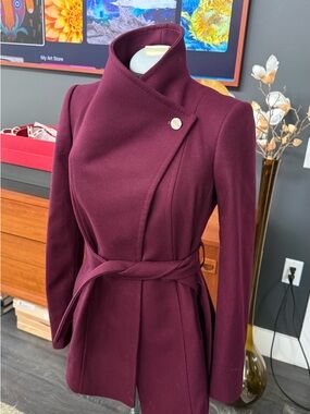 Ted Baker Burgundy Wool/Cashmere coat